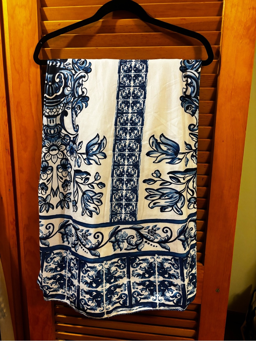 SHEIN Blue and White Floral Sarong Skirt